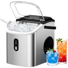 Ice Maker Countertop 26.5Lbs Per Day Bullet Ice 9 Cubes 6 Mins Auto Cleaning