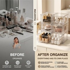 Stackable Storage Drawers, 4.4in Small Bathroom Organizers and Storage Boxes,…