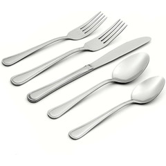 Oneida Tress Everyday 50 Piece Flatware Set, Dishwasher Safe, 5.40 LB, Metallic