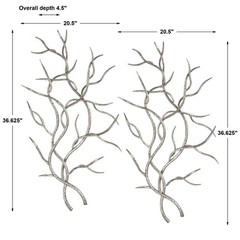 Uttermost 4053 Silver Branches Wall Art Set of 2