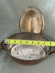 Williams Sonoma Oval Copper Cocotte Casserole Dutch Oven 2Qt Tin Lined France