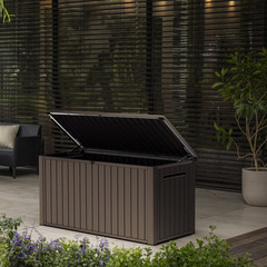 Keter 170 Gal. Resin Deck Box Large Indoor/Outdoor Storage Brown New