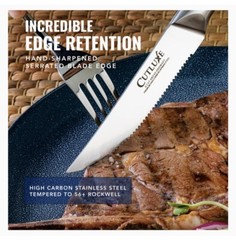 2pc CUTLUXE Steak Knife SET, ARTISIAN Series, FORGED German HIGH-CARBON Steel