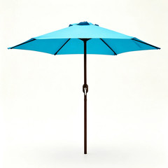 7.5 Ft Outdoor Market Patio Umbrella with Crank, 6 Ribs, Cyan