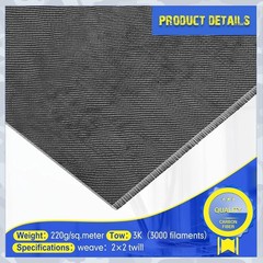10 ft x 39.3″ Carbon Fiber Fabric Roll Pure Fabric Carbon Fiber Sheet 2 x 2 T…