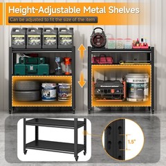 3-Tier Heavy Duty Metal Shelving Unit Garage Shelves Utility Rack Adjustable