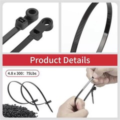 100Pc Nylon Cable Ties with Screw Hole Car Accessory Fixed Head Cable Ties