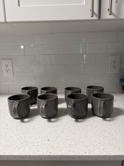 Pottery Barn Mugs Joshua Gray Stoneware Set of 8 Made in Portugal Coffee Tea