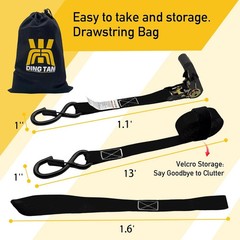 Rhino USA Retractable Ratchet Straps (4-Pack) – 1 Inch x 15 Feet (1,650lb Break