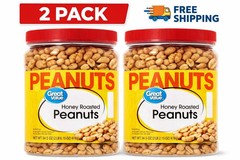 (2 pack) Great Value Honey Roasted Peanuts, 34.5 oz