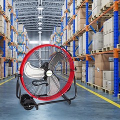 hykolity 24IN 8100 CFM High Velocity Industrial Drum Fan, 3-Speed Heavy Duty Red