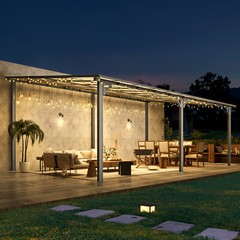 Wall Mounted Hardtop Gazebo Lean to Metal Pergola Outdoor Patio Awning Shelter