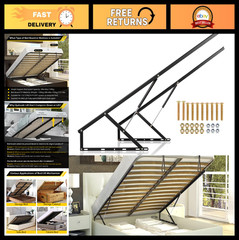 4.6FT Bed Lift Mechanism, Pneumatic Gas Spring, 286.6-319.7lbs Capacity, Storage