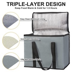 X-Large Insulated Grocery Bag – 30L Reusable Tote for Food Delivery & Shopping