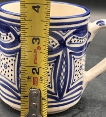 Le Souk Ceramique Tunisia Blue White Hand Painted Geometric Design Coffee Mugs