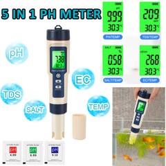 Professional 5-in-1 Water Tester Tool PH/TDS/EC/Salinity/Temperature for Pool