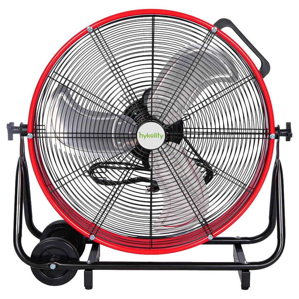 hykolity 24IN 8100 CFM High Velocity Industrial Drum Fan, 3-Speed Heavy Duty Red