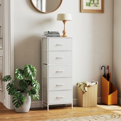 5 Drawer Dresser with Fabric Bins Sturdy Steel Frame Storage Organizer Chest