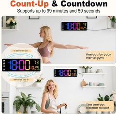 “Large Digital Wall Clock with Remote Control, 12 Inch LED Large Display Count..
