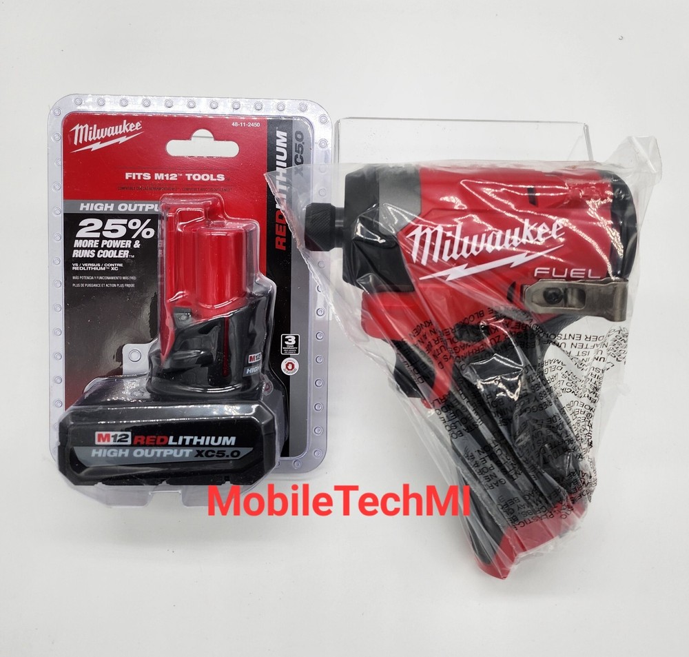 Milwaukee 3453-20 M12 FUEL 1/4″ Hex Impact Driver + XC5.0 HO 5.0Ah Battery NEW