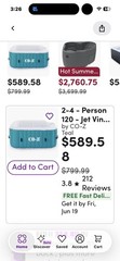 CO-Z Inflatable Square Hot Tub Spa, Blue/White Portable Inflatable Hot Tub