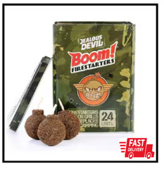 Boom Charcoal Firestarters Waterproof 20 Min Long Burn Organic 24 Pack