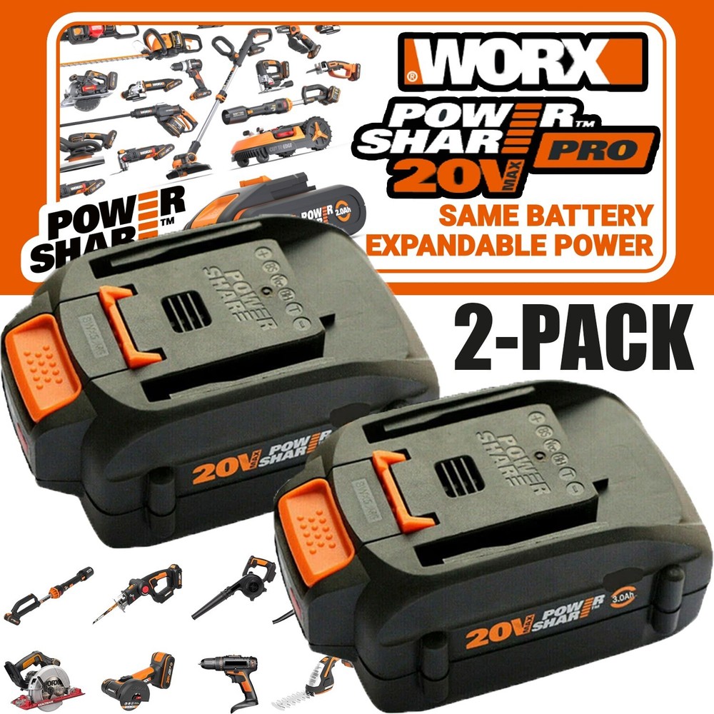 2PACK 8.0Ah For WORX 20V 8AH MAX Extend Lithium-Ion Battery WA3525 WA3575 WA3520