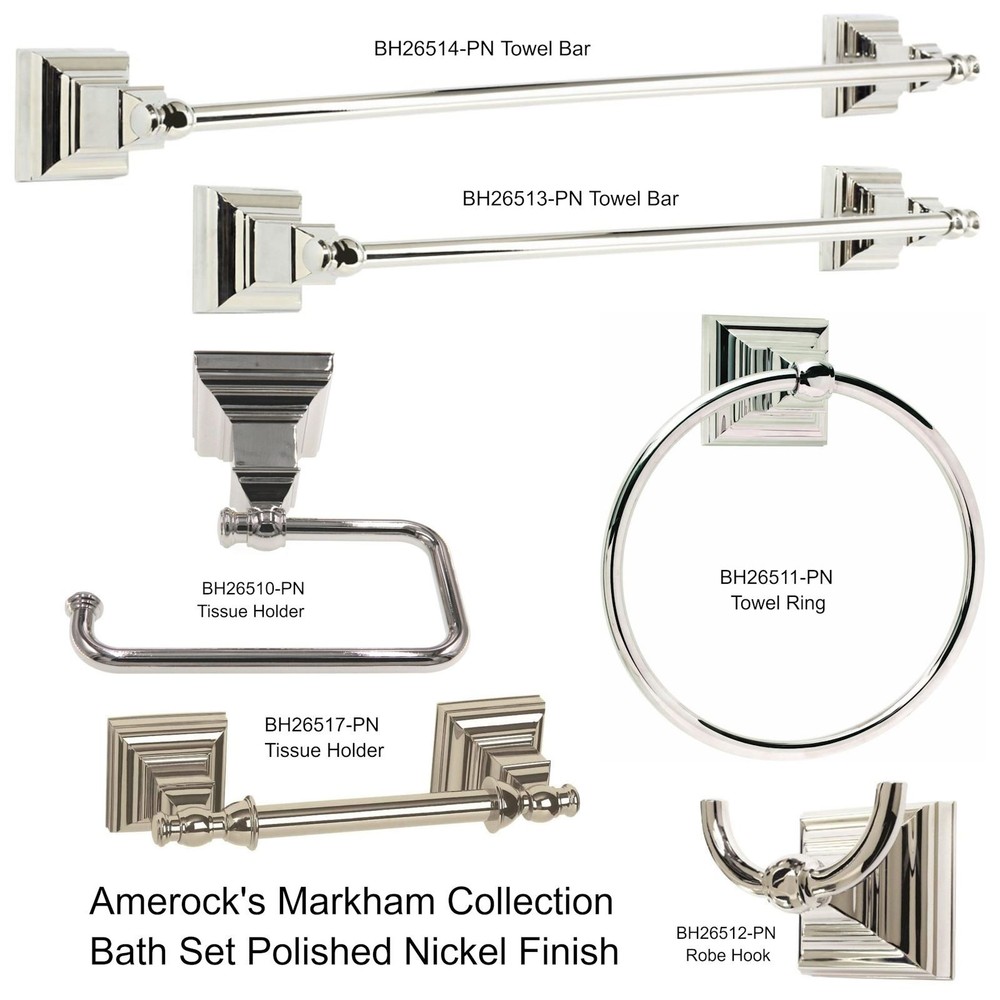 Amerock Markham 6-Piece Bath Accessory Set With Towel Bar Polished Nickel