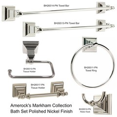 Amerock Markham 6-Piece Bath Accessory Set With Towel Bar Polished Nickel