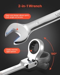 VEVOR Flex-Head Ratcheting Wrench Set Combination Wrench Set 24-Piece SAE Metric