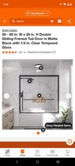 56 – 60 in. W x 58 in. H Double Sliding Framed Tub Door in Matte Black