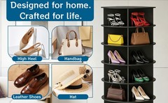 Rotating Shoe Rack Tower 7 Tier Organizer, Revolving 360 Black Shoe Rack Storage