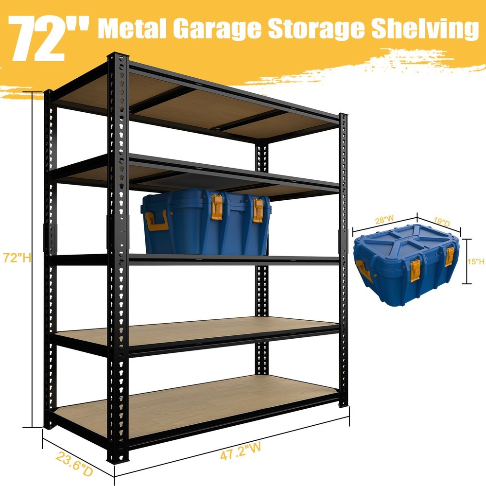 5-Tier Heavy Duty Metal Shelving Unit Garage Shelves Utility Rack Adjustable