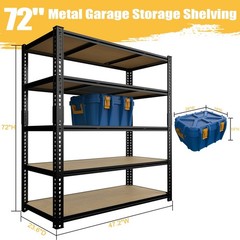 5-Tier Heavy Duty Metal Shelving Unit Garage Shelves Utility Rack Adjustable