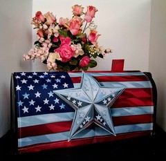 Magnetic Patriotic Silver Star & Flag Mailbox Cover -July 4 /anytime( 21″ x 18″)