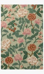 Handmade Floral Wool Rug: Vintage Botanical Roses Carpet