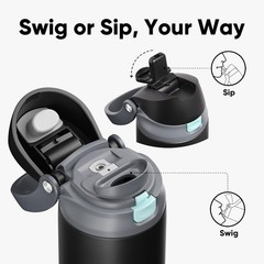 ENCOOL Leakproof Insulated Water Bottle with Straw Dual-Sip Water Bottle Bag-…
