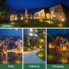 6 Pack LED Solar Flame Torch Lights Outdoor Flickering Garden Yard Pathway Lamps