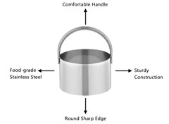 Biscuit Cutter Set Round Cookie Cutters with Handle 5 Pieces Stainless Steel New