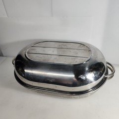 Himark Stainless Steel Oval Roaster Roasting Pan With Lid Rack 18″ X 12.5″