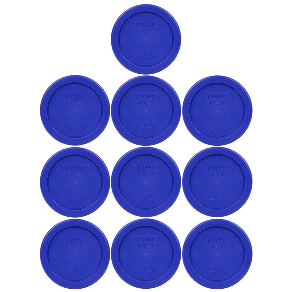Pyrex 7202-PC 1 Cup Round Plastic Cadet Blue Storage Lids 10PK for Glass Bowl