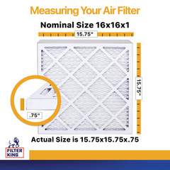 Filter King 16x16x1 Air Filter 6-PACK MERV 13 Actual Size 15.75 x 15.75 x .75″