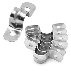 50 Pcs 1/2″ Stainless Steel Pipe Strap Clamps Two Hole Strap for Conduit Cables.