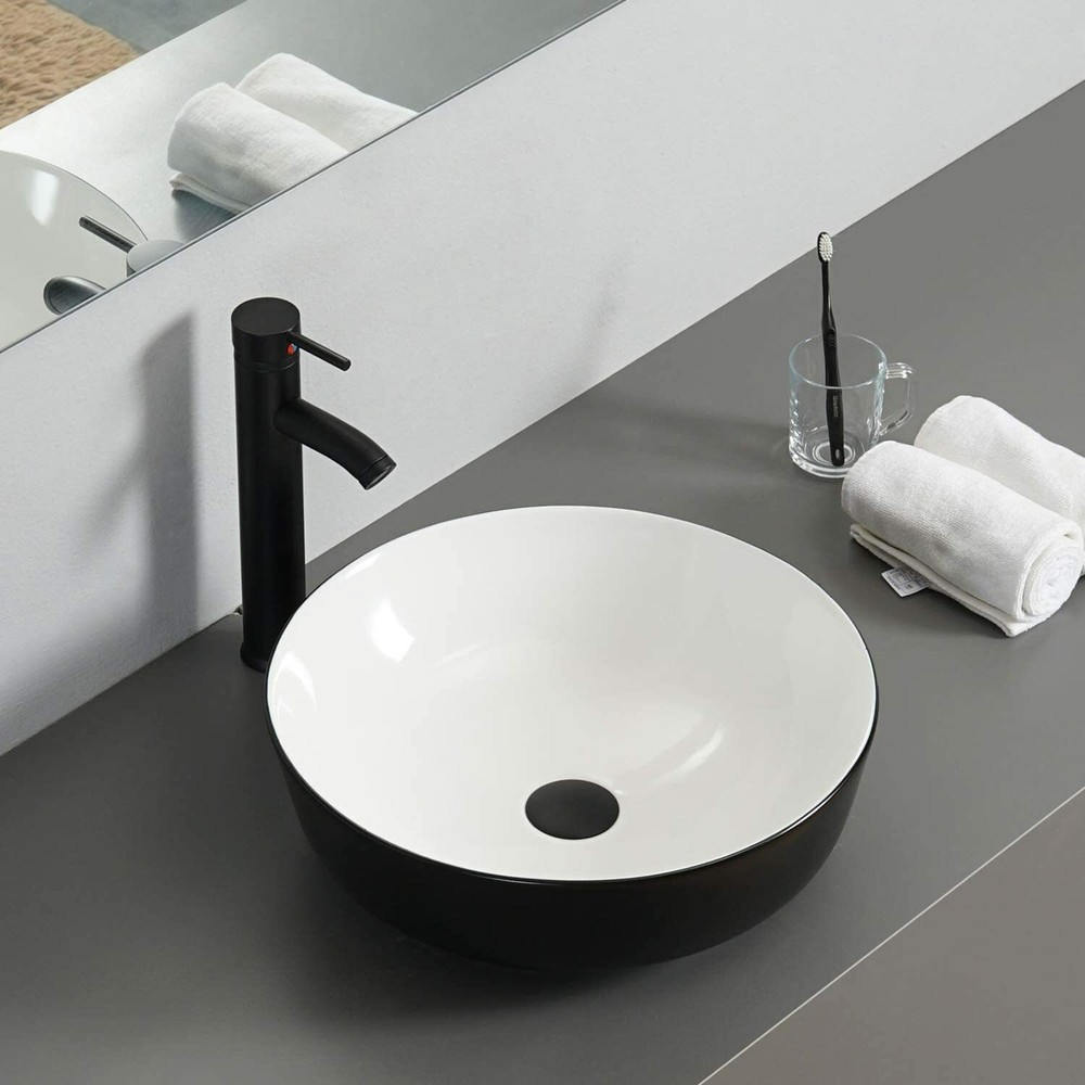 Complete Bathroom Vessel Sink Combo: Ceramic Basin, Faucet & Pop-Up Drain