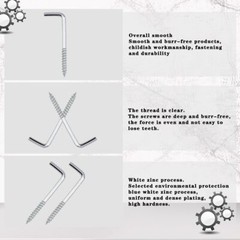 100Pcs Right-Angle Hooks Carbon Steel Metal Self-Tapping Screw Hooks Home Kit…