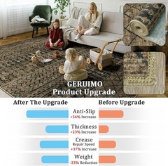 2×6 Machine Washable Runner Rug, Kitchen Hallway Area Rug Brown Black Vintage