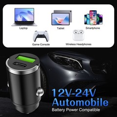 100W USB C Car Charger Fast Charging PD Port Dual 2-in1 Adapter 12V-24V