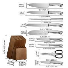 Uimoso 15-Piece Kitchen Knife Set with Block and Sharpener, High Carbon Steel