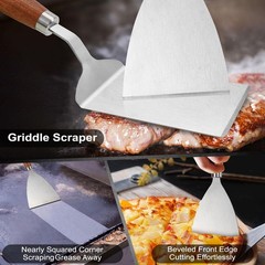 Stainless Steel Spatula Set of 3, Metal Spatulas for Cast Iron Silver