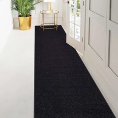 Custom Size SOLID BLACK Stair Hallway Runner Rug Non Slip Rubber Back